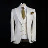Diseño personalizado Ivory Groom Tuxedos Excelentes hombres Wedding Tuxedos Peak Lapel Two Button Men Business Party Suit (Chaqueta + Pantalones + Corbata + Chaleco) 1999