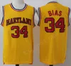 College 34 Len Bias Maillots Hommes Basketball Université 1985 Maryland Terps Maillots Équipe Rouge Jaune Blanc Extérieur Sport Respirant