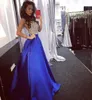 Charming Royal Blue Prom Dress Sexy Crystal Beaded Sequins Top Sleeveless Prom Dresses Glamorous Dubai Celebrity Long Evening Dress