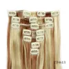 Marrón rubio resaltado # 27/613 7pcs / set 22 "55 cm 130 g Clip en extensiones de cabello Clip sintético en extensión de cabello Extensión de cabello ondulado