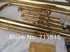 Fransk Horn 3 Rett Key BB Horn Brass Tube Gold Lacquer Music Instrument Baritone Horn med munstycke och nylonfall