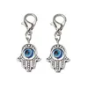 10pcs/lot 35*13mm Evil Eye Beads Hamsa Hand Charms Pendent Lobster Clasp Pendant Key Chain Jewelry Accessories