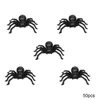 Useful 50pcs 214cm Plastic Black Spider Halloween Decoration Festival Supplies Funny Prank Toys Decoration Realistic Prop3154717