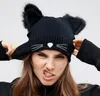 Kat Oren Vrouwen Nieuwe Hoed Gebreide Acryl Warme Winter Beanie Caps Gehaakte Bontmutsen