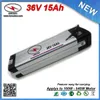 送料無料500Wシルバーフィッシュスタイル電動バイクバッテリー36V 15Ahリチウム電池使用3.7V 2.2AH 18650 15A BMS + 2A充電器