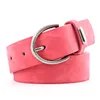 Circle Pin Buckles Suede PU Leather Belt Female Silver Buckle Jeans Wild Belts For Women Fashion Students Simple Casual Trousers