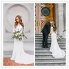 Элегантные винтажные скромные свадебные платья с длинные рукава богемные кружевные шифоновые платья