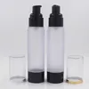 50ML frosted Travel Refillable Cosmetic Airless Bottles Plastic Treatment Pump Lotion Containers with Black F1526