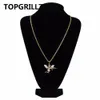 Topgrillz 2018 Ny stil Hip Hop Men Smycken Halsband Koppar Guldfärg Pläterad Iced Out CZ Stone Cupid Angel Hänge Halsband