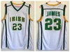 Irish St. Vincent Mary Maglie Uomo Basketball High School LeBron James Maglie 23 Uomo Verde Bianco Trasferta Sport di squadra Traspirante Alta qualità