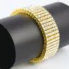 Men Hip Hop 6 Row Gold Silver Tone CZ Iced Out Bling Bling Tenns Bracelet 8quotinch 25 mm Simulate Dimonds Bangles Braceles9406185