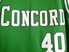 Mens Shawn Kemp # 40 Конкорд средней школы Баскетбол майки винтажные зеленые сшитые рубашки S-XXL