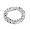 Men's 16MM Width 8inch Length Bling Bling Iced Out Miami Cuba Bracelet Silver Tone Alloy Metal Crystal Cuba Link Bracelets Hip hop