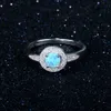 Modeontwerp Big Round Blue Opal Stones Gem 925 Sterling Silver Ring Highd -sieraden voor Lady Girls Valentine039S Day Presen2999227