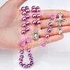 3 Colors Catholic Rosary Madonna Jesus Cross Necklace Pendants Pearl Bead Chain Fashion Belief Jewelry for Women