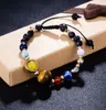 DHL Universe Galaxy Åtta planeter Flätade Bead Armband Solar System Moon Star Natural Stone Strands Bangle Wrtistgband för kvinnor Smycken