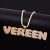 AZ 09 Hip Hop Custom Name Bubbles Letters Pendant Necklace Micro Cubic Zircon With Rope Chain och Tennis Chian4562427