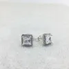 Square Sparkle Halo Stud Earrings Sterling Silver Yellow Gold plated Women Men Party Jewelry For pandora CZ diamond Wedding Earring with Original Box