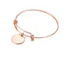 Gold/ silver/ rose Gold stainless Steel Fashion Wire Link Chain Bracelet Cuff bangle Round Medals charms bracelet women men Nice Gifts