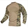 TACVASEN Men Summer Tactical T-shirt Army Green Combat T Shirt Long Sleeve Military Shirt Rip-stop Paintball Camouflage Clothing