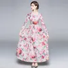 Limiguyue haute qualité designer luxe piste robe femmes automne robes o cou à manches longues imprimer vintage longue maxi robe Z0931