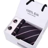 Neck tie set + handkerchief + Cufflink Necktie Gift box 21 colors for Father's Day Men's business tie Christmas Gif