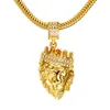 Hip Hop Crystal Lion Head Halsband för män Mode Lyx 18K Smycken Hängsmycke Män Nya Streetwear Men Gold Chian Gratis frakt