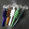 Colorful Curved Glass Oil Burner Water Pipe 14cm Length Ball Balancer Screw Helix Tube Bong For Smoking