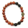 SN1267 Nuevo diseño 2018 pulsera de Buda para hombre pulsera de Lava de piedra roja de alta calidad joyería de equilibrio de Yoga Mala de moda