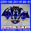 Lichaam voor Kawasaki ZX 11R ZX11R 93 94 95 96 97 206HM.0 ZZR 1100 ZX11 R ZZR1100 ZX-11R 1993 1994 1995 1996 1997 Valerijen Factory Blue