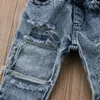 Criança Criança Criança Meninas Moda Calças Denim Estiramento Elastic Calças Calças Jeans Rasgado Buraco Roupas Bebé 1-5T