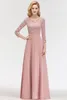 New Cheap Designer 34 Long Sleeves Mother of Bride Dresses Lace Top Scoop Neck Floor Length Formal Evening Party Prom Gown CPS1079336066