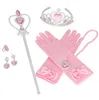 Princess Girls Dress up Party Accessory Gift Set Gloves Wand Tiara Necklace Ring Earrings Tiara Scepter Adventure Cosplay Props XMAS present
