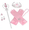 Princess Girls Dress Up Party 액세서리 선물 세트 장갑 지팡이 Tiara Necklace Ring Earrings Tiara Scepter Adventure Cosplay Props Xmas Present