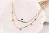 Necklaces Pendants Vintage Boho Turquoise Beads String Tassel Metal Bar Multilayer Necklace Alloy Gold Plated Long Charms Chains Necklaces