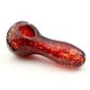 Deep Lava Frit Spoon Pipe: Vibrant Red Inside-Out Design, In Stock for Your Smoking Pleasure