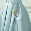 Light Sky Blue Bridesmaid Dresses Elegant Satin dresses party evening gowns lace-up with zipper back cheap