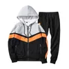 Mens Sports Tracksuits Running Athletic 2pcs Clothing Sets Hooded Zipper Jackets Long Pencil Pants Suits