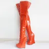 18CM hauteur de talon Sexy bout rond Wedgd genou talon plate-forme fête sur le genou-bottes taille US 5.5-14.5 No.MT1811