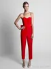 2022 Krikor Jabotian Red Jumpsuits Formella kvällsklänningar med avtagbar kjol Sweetheart Prom Dresses Party Wear Byxor för kvinnor