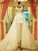 Сверкающие роскошные свадебные платья со съемным шлейфом Милая Стразы Кристаллы Лук Блестки Тюль Горячие свадебные платья на заказ DH4142