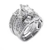 choucong Deluxe Lovers Diamonique Cz 14KT White Gold Filled 3 Wedding Ring Set Sz 5-11 Free shipping Gift