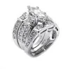 choucong Deluxe Lovers Diamonique Cz 14KT White Gold Filled 3 Wedding Ring Set Sz 5-11 Free shipping Gift