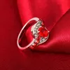 شحن مجاني أزياء عالية الجودة 925 Silver Diamond Jewelry Heart Zircon Crystal Ring مع Stones Valentine's Holiday Gifts HJ227