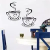 Adesivi murali con tazze di caffè doppie sulla cucina Decalcomanie da muro in vinile Art WallPapper adesivo Decorazione della stanza Decorazioni per la casa