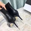 Black Beige Women Dress Wedding Stiletto High Heeled Party Boots Autumn Genuine Leather Female Martin Boots Pointed Toe Design Ladies Boots
