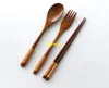 10 компл./лот Бесплатная доставка японский старинные деревянные палочки для еды ложка деревянная вилка посуда для свадьбы подарок