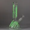 Grandir dans le noir narguilé bécher Bong Tube droit méduse Dab plates-formes conduites d'eau en verre 18.8mm Joint Fluorescent GID04