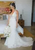 Koronkowe sukienki ślubne w stylu wiejskiego 2019 V plaża boho ślubne suknie syreny niestandardowe bez pleców sukienki panny młodej na zewnątrz 262t