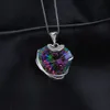 Huge 31.6ct High Quality Rainbow Fire Mystic Topaz Heart Necklace Pendant 925 Solid Sterling Silver Romantic Gift For Women S18101308